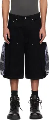 Who Decides War Black Side Embroidery Denim Shorts In Coal