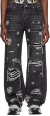 Who Decides War Black Side Patch Relaxation Jeans In Vintage Grey