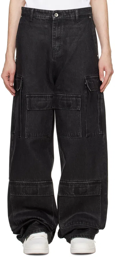 Who Decides War Black Waxed Denim Cargo Pants In Coal