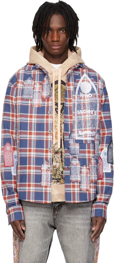 WHO DECIDES WAR BLUE & ORANGE GLORY FLANNEL SHIRT