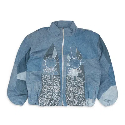 WHO DECIDES WAR BLUE EMBROIDERED BOMBER