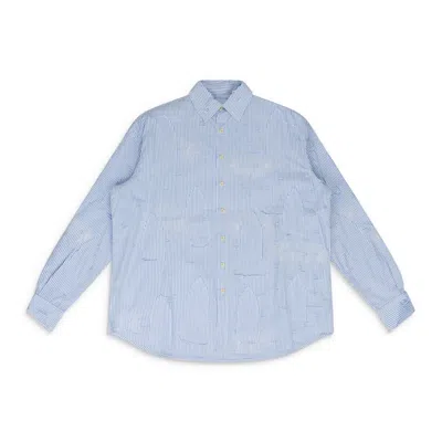 Who Decides War Blue Gathered Fray Button-down Shirt