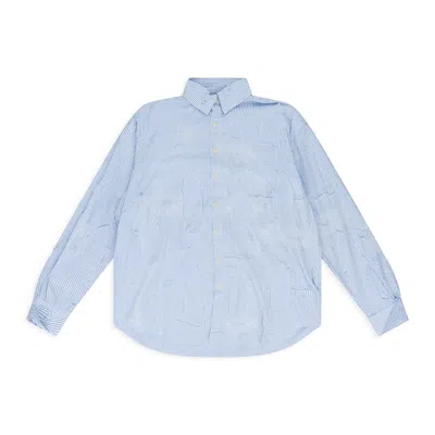 Who Decides War Blue Gathered Fray Button Down Shirt