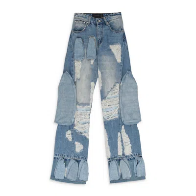 WHO DECIDES WAR BLUE MULTIPOCKET RELAXED-FIT JEANS