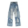 Who Decides War Multi-pocket Distressed Jeans In Blue