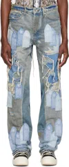 Who Decides War Patched Arch Repaired Blowout Jeans In Denim