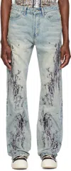 Who Decides War Blue Scratched Denim Jeans In Denim