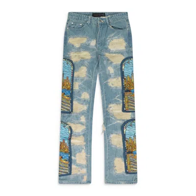 Who Decides War Stained Glass Ripped Jeans In Blue
