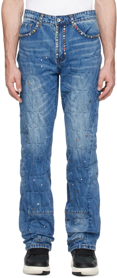 Who Decides War Blue Studded Jeans In Denim