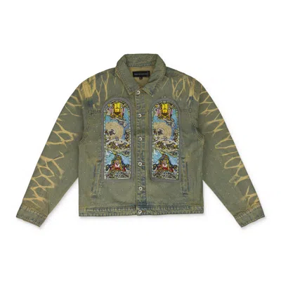 Who Decides War Blue Unfurled Denim Jacket In Green