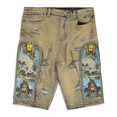 Who Decides War Blue Unfurled Denim Shorts In Green