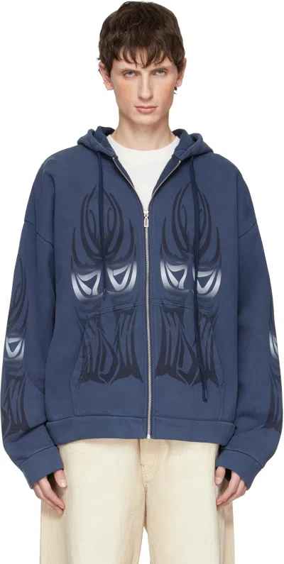 Who Decides War Graphic Zip Hoodie In Blue