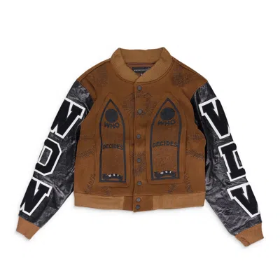 Who Decides War Brown Namesake Varsity Jacket
