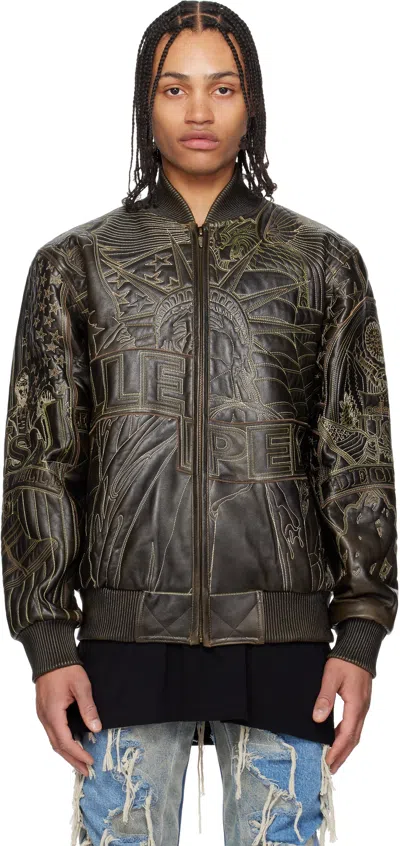 Who Decides War Brown Pelle Pelle Edition Monument Leather Jacket In Chestnut