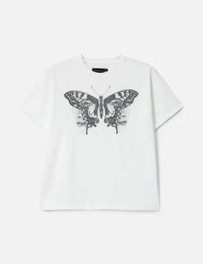 Who Decides War Butterfly Face T-shirt In White
