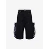 Who Decides War By Ev Bravado Mens Embroidery Patch-pocket Denim Shorts Black