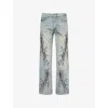 Who Decides War By Ev Bravado Mens  Scratched Embroidered Denim Jeans
