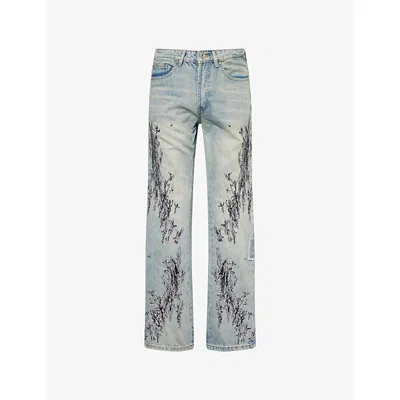 Who Decides War By Ev Bravado Mens  Scratched Embroidered Denim Jeans