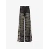 Who Decides War By Ev Bravado Mens Flare Scripture Text Embroidered Denim Jeans Chestnut