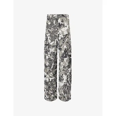 Who Decides War By Ev Bravado Mens Micros Distressed Camouflage Cotton Trousers Grey