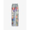 Who Decides War By Ev Bravado Mens Patch Arched Distressed Denim Jeans Multi