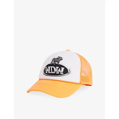 Who Decides War By Ev Bravado Mens Tangerine Dale Trucker Cotton Baseball Cap In Orange