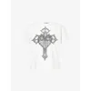 Who Decides War By Ev Bravado Mens Crossed Heart Crewneck Cotton-jersey T-shirt White Xl
