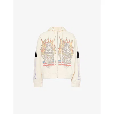 Who Decides War By Ev Bravado Mens  Engulfed Graphic-print Zip-up Cotton Hoody In Multi