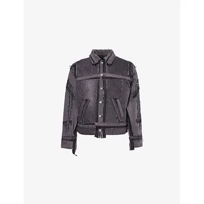 Who Decides War By Ev Bravado Mens  Exposure Distressed Denim Trucker Jacket In Blue