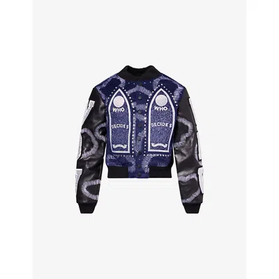 Who Decides War By Ev Bravado Mens  Hardware Embellished Woven Varsity Jacket In Purple