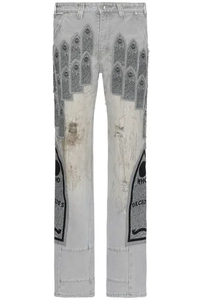 Who Decides War By Ev Bravado Patched Arch Embroidered Pant In Vintage Grey
