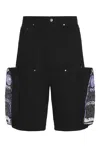Who Decides War By Ev Bravado Mens Embroidery Patch-pocket Denim Shorts Black In Coal
