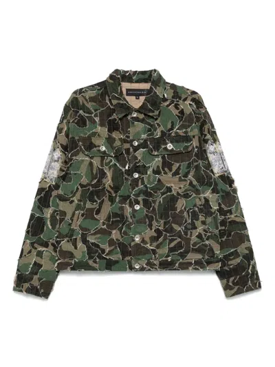 Who Decides War Camo Trucker Jacket In Green