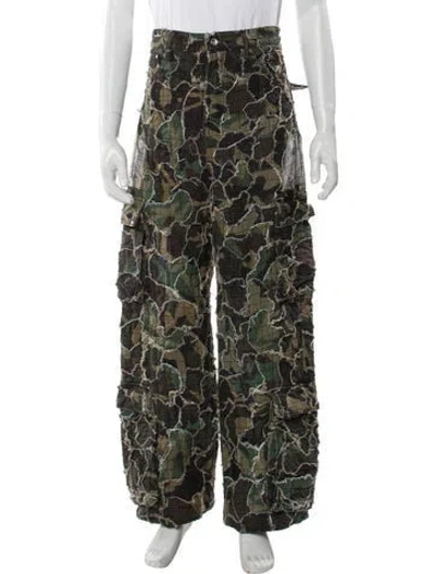 Pre-owned Who Decides War Camouflage Print Cargo Pants In Green