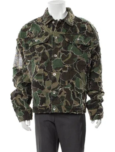 Pre-owned Who Decides War Camouflage Print Utility Jacket W/ Tags In Green