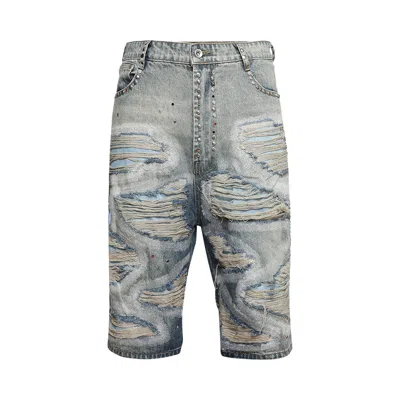 Pre-owned Who Decides War Chrome Stud Embroidered Short 'denim' | Blue | Men's Size 24