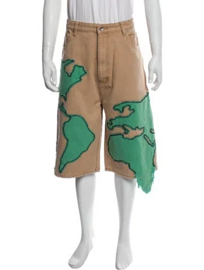 Pre-owned Who Decides War Colorblock Pattern Jogger Shorts In Brown