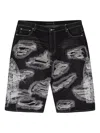 Who Decides War Darning Embroidered Denim Shorts In Black