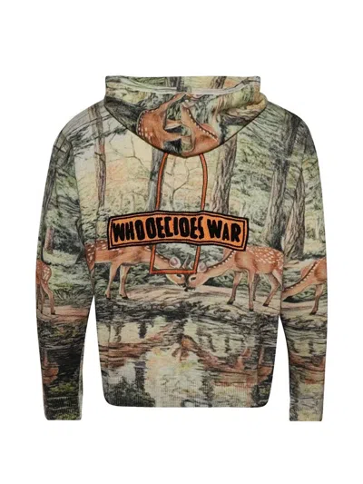 Who Decides War Deer-print Hooded Hoodie In Gray