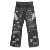 Who Decides War Black Side Patch Relaxation Jeans