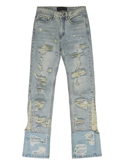 Who Decides War Distressed Cuffed Bootcut Jeans In Blue