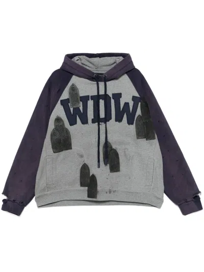 Who Decides War Gray & Purple Faded 'wdw' Hoodie In Grey/blue