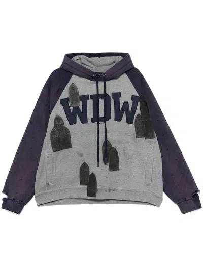 Who Decides War Distressed-finish Hoodie In Grey