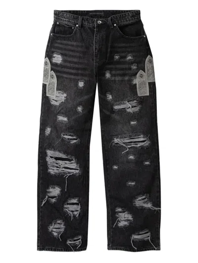 WHO DECIDES WAR DISTRESSED WIDE-LEG JEANS