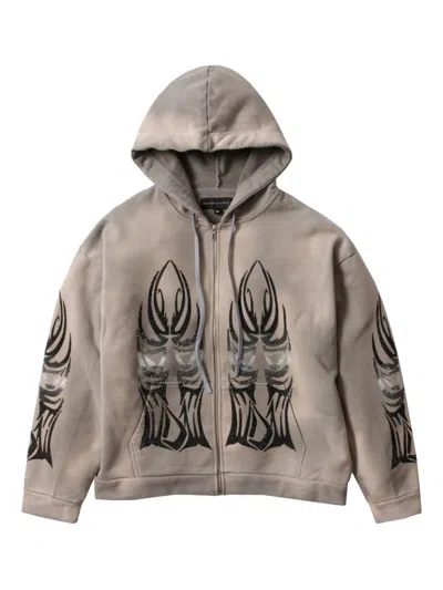 Who Decides War Embellished Zip-up Hoodie In Neutral