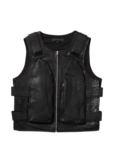 Who Decides War Embossed Zip-up Vest In Blue