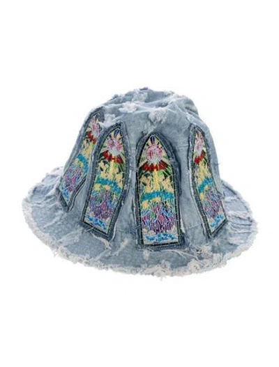 Pre-owned Who Decides War Embroidered Bucket Hat In Blue