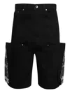 Who Decides War Black Side Embroidery Denim Shorts In Black