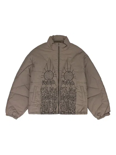 Who Decides War Embroidered Padded Jacket In Brown