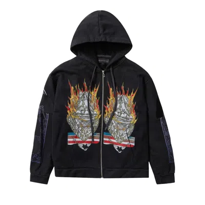 Pre-owned Who Decides War Engulfed Memories Zip Up 'coal' | Grey | Men's Size Xxl In Gray